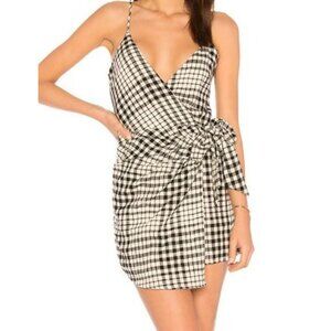 Free People Nodia Black & White Gingham Wrap Dress 2 Spring Summer Beach